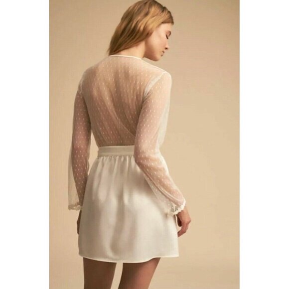 BHLDN Flora Nikrooz Showstopper Cover Up Robe Ivory Honeymoon Size M NEW - Picture 2 of 8